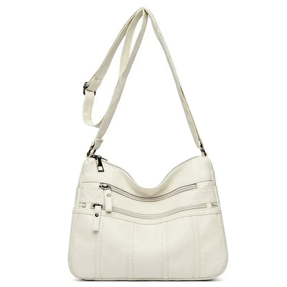 Fashion Soft Leather Crossbody Bags for Women 2026 Casual Female Multi Pocket Messenger Bags Retro Handbags Ladies Shoulder Bags