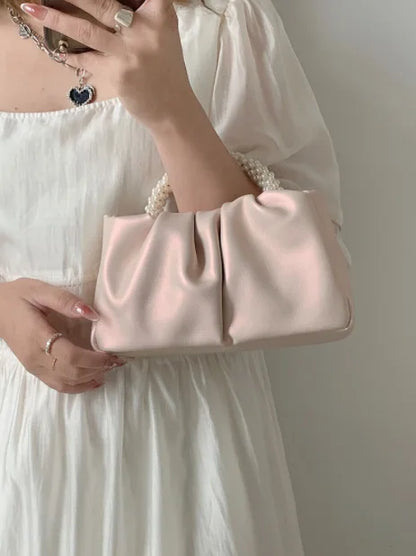 Fashion Pearl Handle for Wedding Dinner Women Clutch Purse Luxury Handbag Ladies Square Shoulder Bags Female Small Messenger Bag