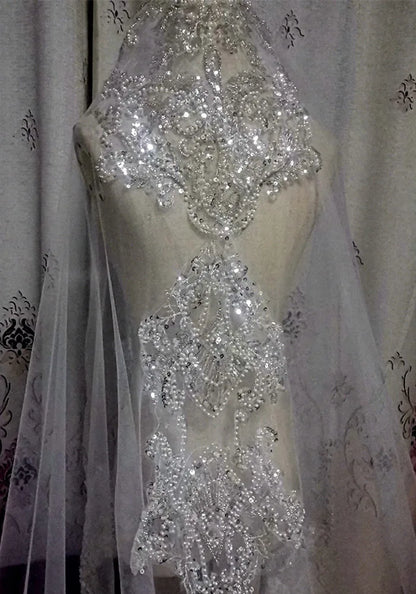 Diamond shiny luminous luxurious veil fully beaded embroidered veil  new cathedral wedding accessories bridal  custom made veil