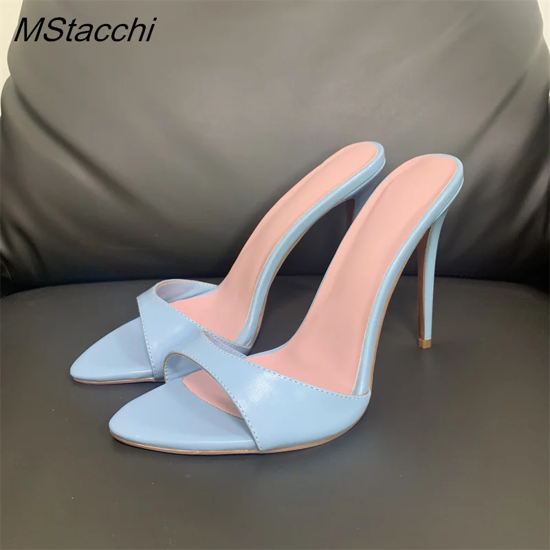 Super-high Heel Slippers Women Shoes Summer Peep Toe Mixed Colors Stiletto Sandals Sexy Party Ladies Shoes Luxury Woman Pumps