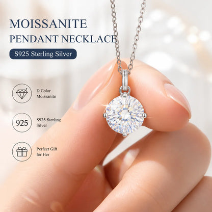 0.5ct-1.0ct VVS1 D Color Moissanite Necklace 925 Soild Sterling Sliver Chain with Certificate Fine Jewelry for Woman Jewelry