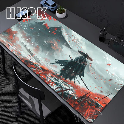 Large Computer Gamer Table Mat Ghost of Tsushima Samurai  Mouse Pad Laptop Desk Mats PC Mousepad Non-slip Rubber keyboard Pads