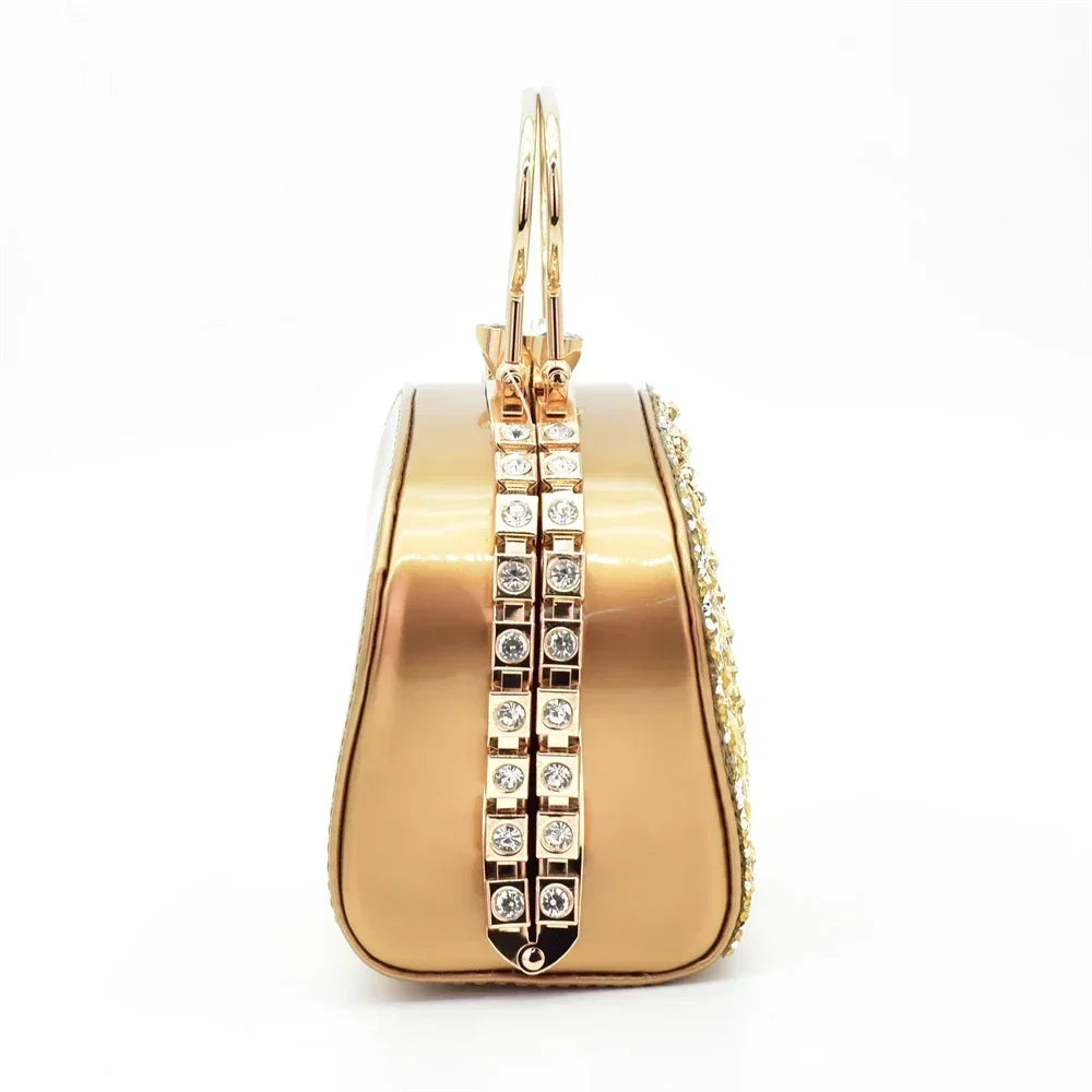 Popularity Peep Toe Heels for Women 2025 Elegant Party Full Diamond Pumps Italian Shoes and Bags Matching Set Bridal Shoes