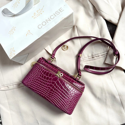 Shoulder Bag Handbag women Luxury Women's Crocodile Embossed Mobile Phone Handbag Brand New LP19 Genuine Leather Mini Small size