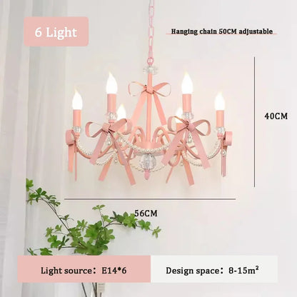 Pink Lovely Children's Room Chandeliers Crystal Cute Kid's Bedroom Pendant Lights Living Room Bedroom Hanging Lamps