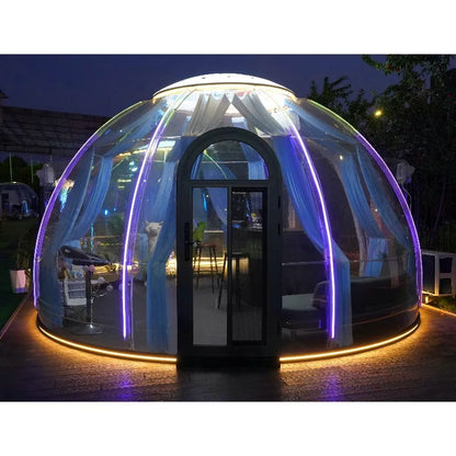 6-8 Person Inflatable Geodesic Bubble Dome Tent, Portable Foldable Igloo House for Outdoor Glamping Resort Party and Event Use