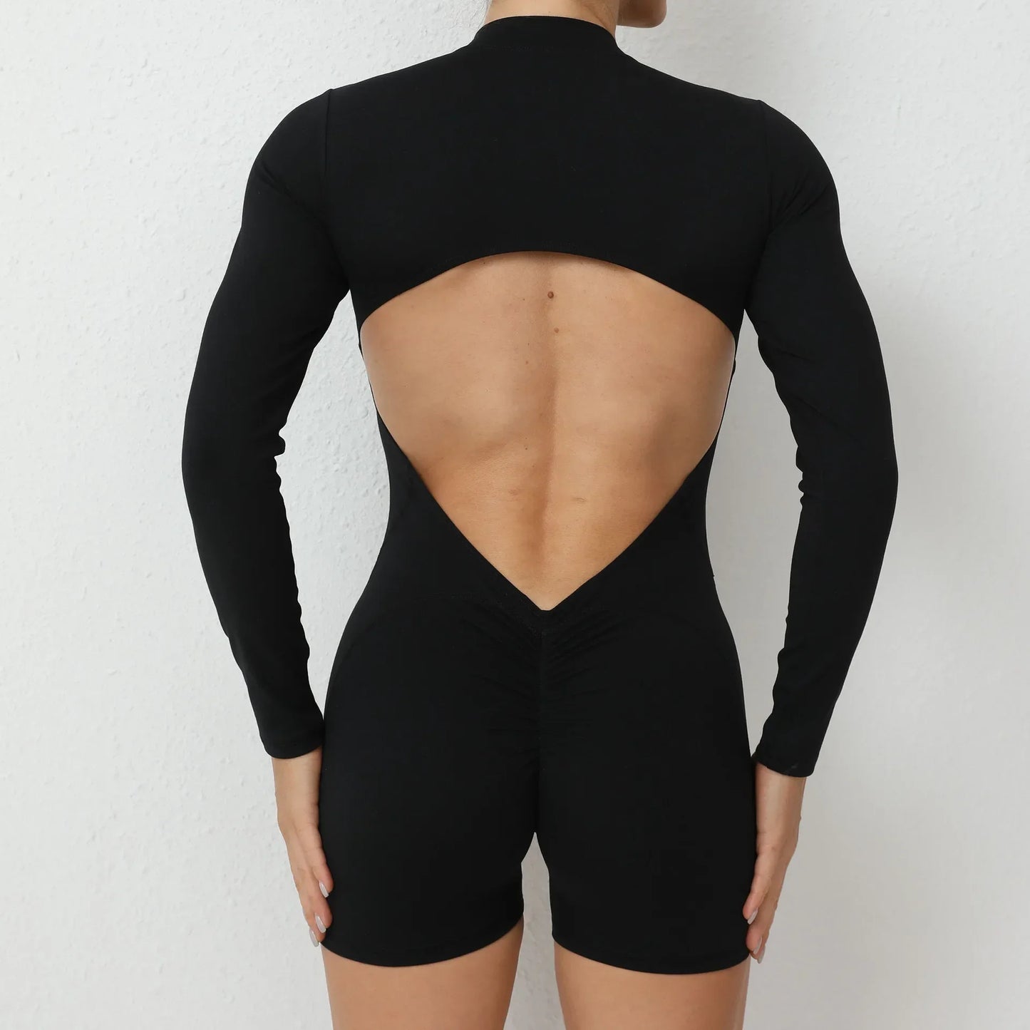 Seamless Yoga Zipper Jumpsuits Sports Fitness Beauty Back Hip-Lifting Long-Sleeved One-Piece Workout Gym Bodysuits for Women