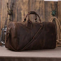 Fashion Genuine Leather Travel Bag Men's Luggage Bags Large Male Duffle Bag weekend Women Shoulder Bag Big Tote Handbag Black