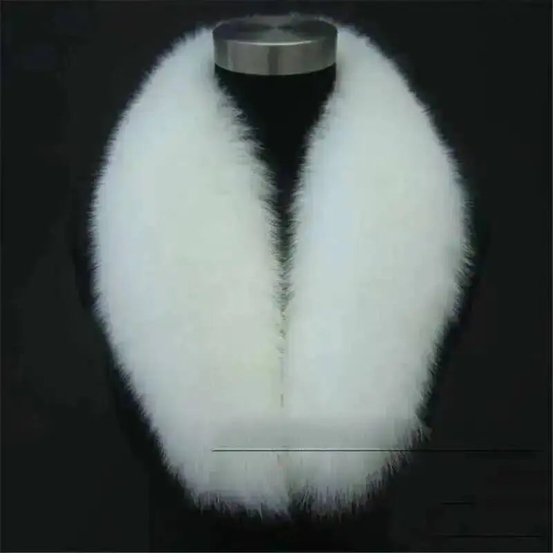 Natural Color Raccoon Fox Real Fur Collar Scarf Genuine Big Size Scarves Warp Shawl Neck Warmer Stole Muffler with Clip Loops #6