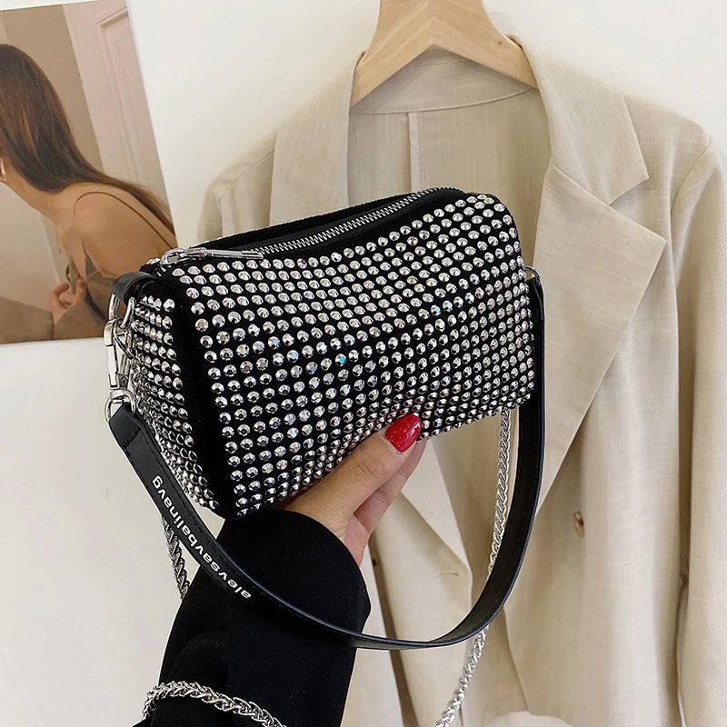 Luxury Bright Rhinestone Shoulder Bag Ins Style Crossbody Bag Fashionable Versatile Handbag Armpit Bags For Women Girls Gift