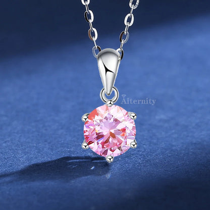 Silver 925 6 Prong Moissanite Pendant Necklace for Women Trendy Design D Color VVS Pass Diamond Testing Jewelry with Box GRA