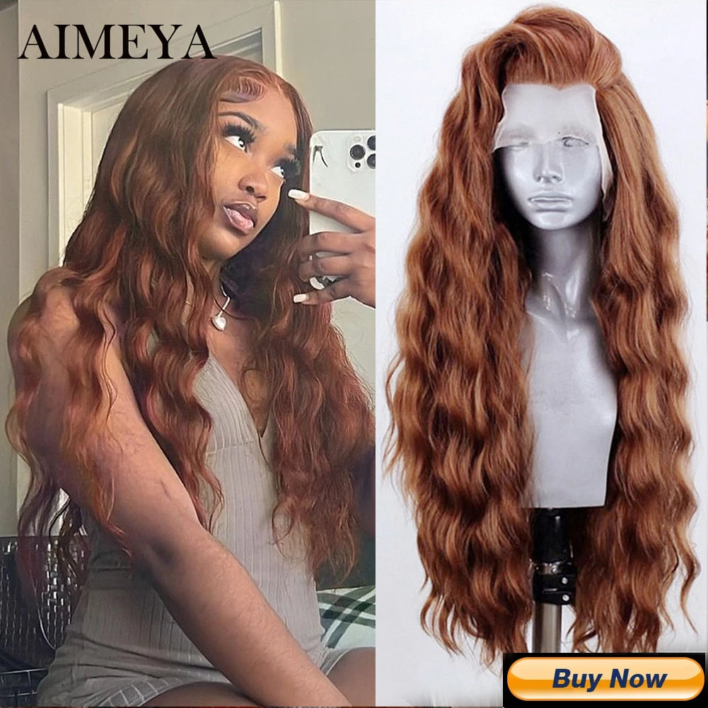 AIMEYA Long Straight Lace Wigs 13X4 Lace Frontal Free Part Synthetic Hair Wig with Special Hairline For Women Cosplay Black Wigs