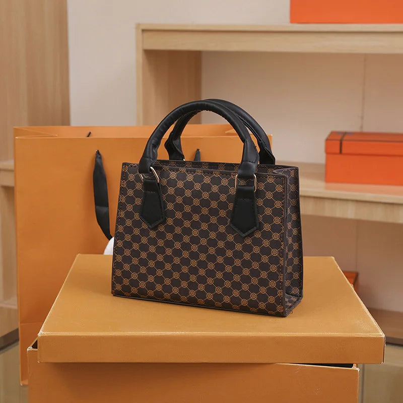 Fashion Square Small Top-handle Bags Casual Tote Pu Leather Plaid Crossbody Shoulder Bag Women Handbags For Daily Used And Gift