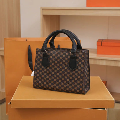 Fashion Square Small Top-handle Bags Casual Tote Pu Leather Plaid Crossbody Shoulder Bag Women Handbags For Daily Used And Gift
