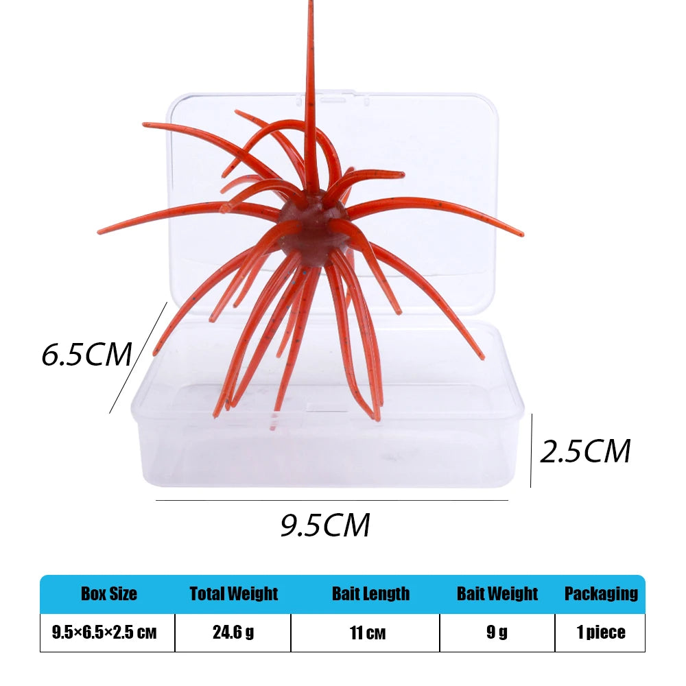 TREHOOK TPE Sea Urchin Soft Fishing Lure 9cm 4g 11cm 9g Silicone Bait for Bream Bass Pike Tilapia Winter Fishing