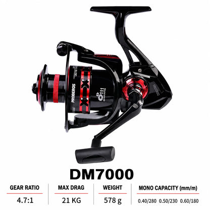 1000-8000 Full Metal Spinning Fishing Reel 4.7:1-5.2:1 23KG Max Drag Long Cast Carp Sea Fishing Wheel Accessories