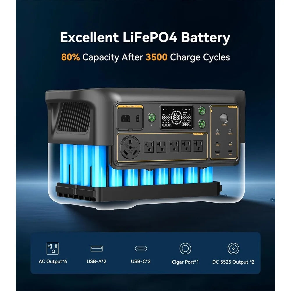 Exclusive Deal High Capacity 3072Wh Portable Power Station 3600W LiFePO4 Solar Generator Fast Charging Expandable to