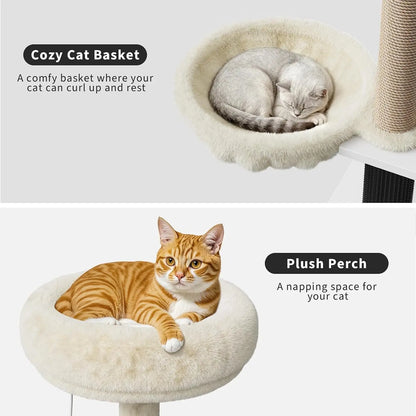 Garvee Large Cat Tree and Tower for Indoor Cats With Hidden Washroom Cabinet,Post,Perch&Brush Spacious Hammock Padded Perches and Condos Cat Toys