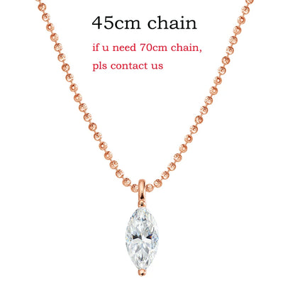 Smyoue 3CT 7*14MM Marquise Cut Moissanite Necklace for Women Solitaire Pendant Sparkling Chain Lab Diamond Pure 925 Jewelry