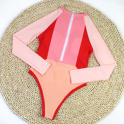MUOLUX Rash Guard 2024 Long Sleeve One Piece Women Swimsuits Swimwear Female Monokini Uv Sun Protectio Zipper Sport Bathing Suit
