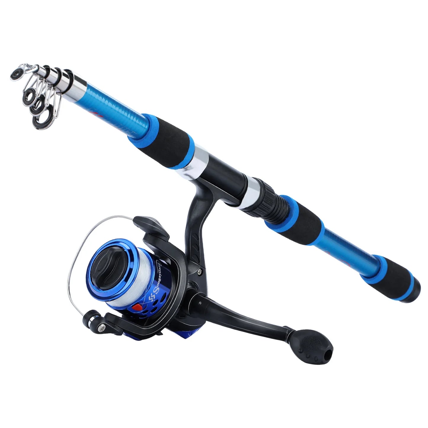 Sougayilang 1.8M Spinning Fishing Rod and Reel Combo 5.2:1 Telescopic Rod with 3BB Fishign Reel Max Drag 5kg Full Fishing Kit