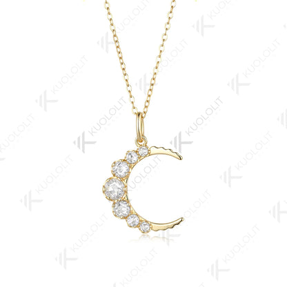Kuololit 1.3CTW Rose Cut Moissanite Custom Necklace for Women Solid 14K 10K 925 Sliver Yellow Gold for Christmas Gifts Party