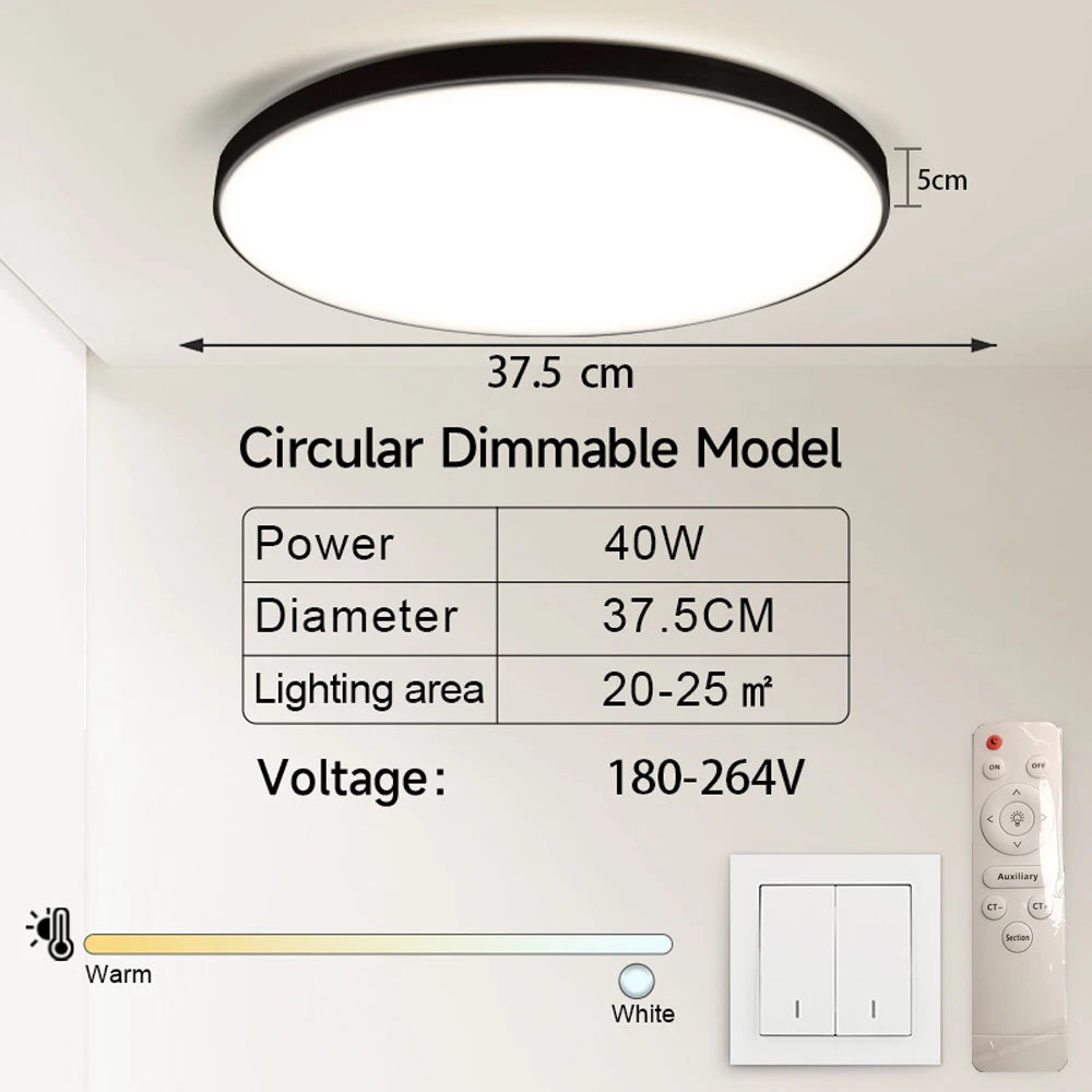 LED Ceiling Lamp 15W~50W Kitchen Light Fixture Bedroom Corridor Lustre Plat Led Lights Living Room Decor 220V Ceiling Chandelier