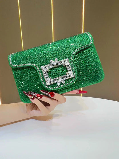 New Ladies Luxury Crystals Evening Bags Sparkling Diamond Dinner Party Dress Bags Metal Chain Wedding Clutch Purses and Handbags
