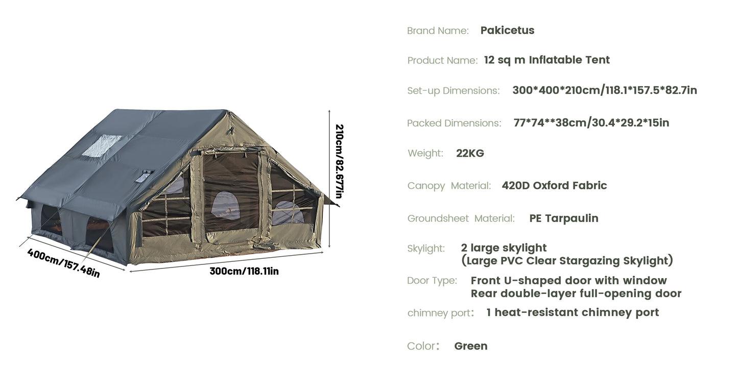 PAKICETUS Inflatable camping tent 4-8 people with windows portable water-resistant camping tent  Four season tents