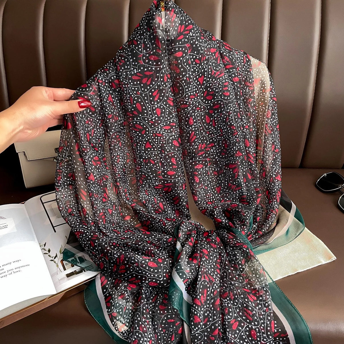 130*180cm Fashion Spring Summer Women Floral Printing Beach Silk Scarf Shawls Female Long Wraps Beach Sunscreen Hijab Lady