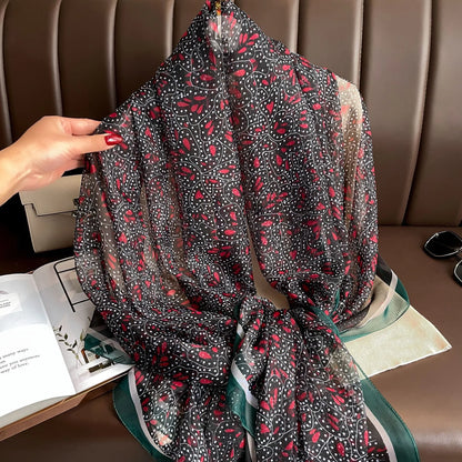 130*180cm Fashion Spring Summer Women Floral Printing Beach Silk Scarf Shawls Female Long Wraps Beach Sunscreen Hijab Lady