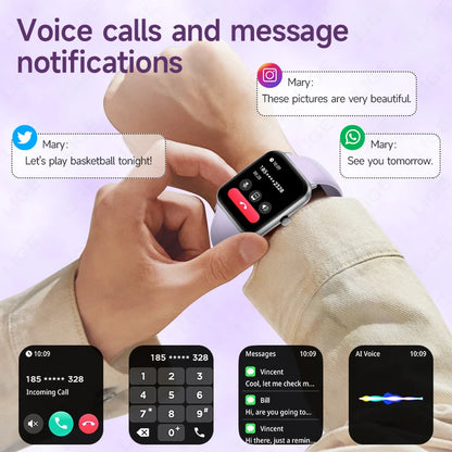 LIGE Fashion 1.83" HD Screen Smart Watch Women Bluetooth Call IP68 Waterproof Ladies Watches Daily Health Monitor Smartwatch New