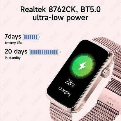 LIGE 1.47'' Smart Watch Women Men Smart Bracelet Heart Rate Step Count Sport Fitness Health Monitor Waterproof Smartwatch Ladies