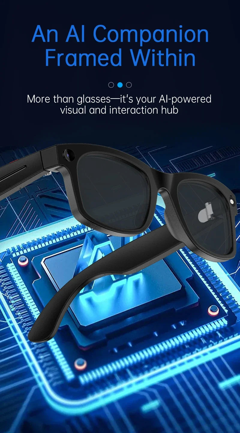 Smart Glasses AI Translation 8MP HD Camera 4K Shooting Image Bluetooth Call Recording Music Smart Sunglasses