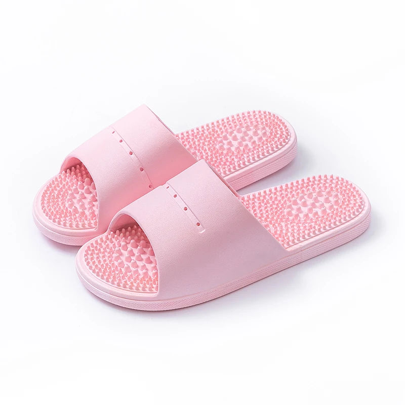 Summer Slippers for Men PVC Massage Soft Non-slip Solid Color Comfortable Bathroom Shoes Casual Women Indoor Home Sandals