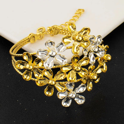 Fashion Silver Gold Color Hollow Shape Necklace Earrings Bracelet Ring Set for Women Exaggerated Design Jewelry Gift for Party