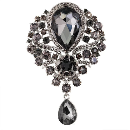 Hot Women Men  Brooch Wedding Bridal Bouquet Clear Crystal Rhinestone Teardrop Dangle Brooch Pin