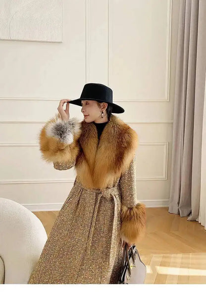 Large Size Winter Real Fur Collar Cuffs Set Neck Warmer Women Fur Shawl Furry Fluffy Fox Fur Scarf Luxury Scarves Coat Decor