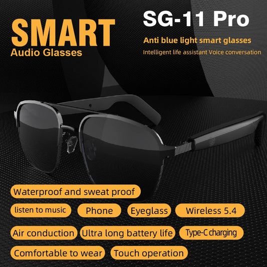 New SG-11 Smart Wireless Bluetooth Glasses to Listen to Music to Answer the Phone Men and Women Fashion Anti-Blue Light Glasses