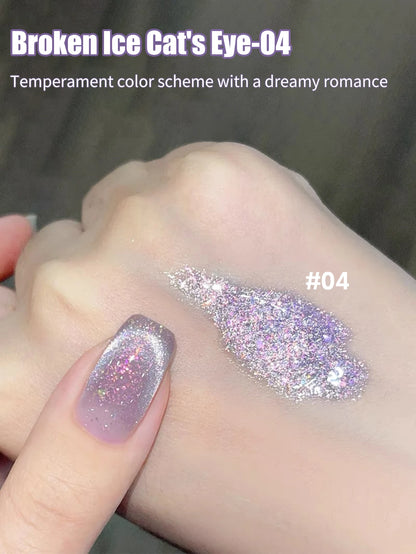1-24pcs WS Romantic Purple Cat Eye Gel Nail Polish New Style Super Flash Versatile Whitening Purple Glass Bead Cat Nail Salon