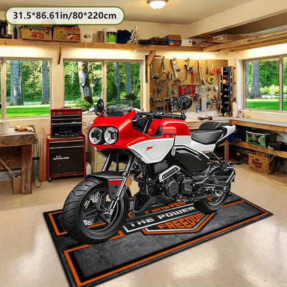 VIKAMA Motorcycle Garage Floor Mat Non-slip Wear-resistant Racing Display Carpet Indoor Outdoor Home Floor Protection Decor