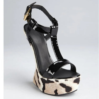 Strange Style Mixed Colors Fretwork Heel Sandals Pointed Toe Leather Size35-48Customized New Arrivals Fashion Women Modern Shoes