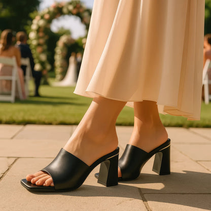 Women's Soho White Square Toe Heeled Sandals