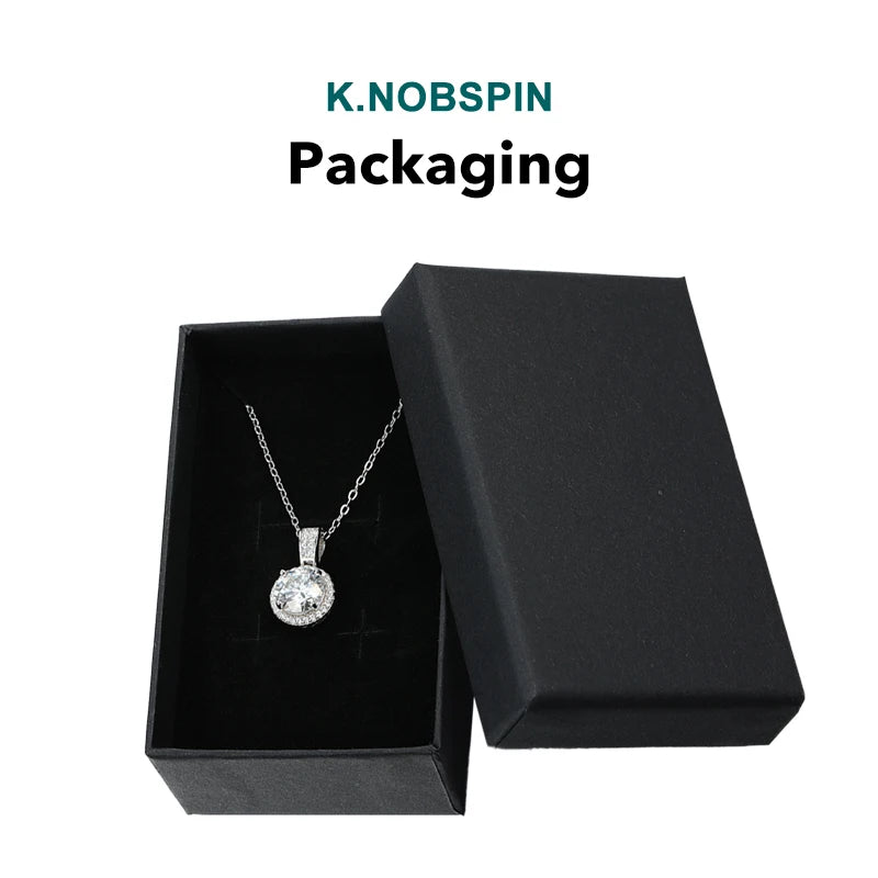 Knobspin 925 Sterling Silver Necklace For Women Real Moissanite Diamonds Pendant With GRA Certificate Neck Chain Fine Jewelry