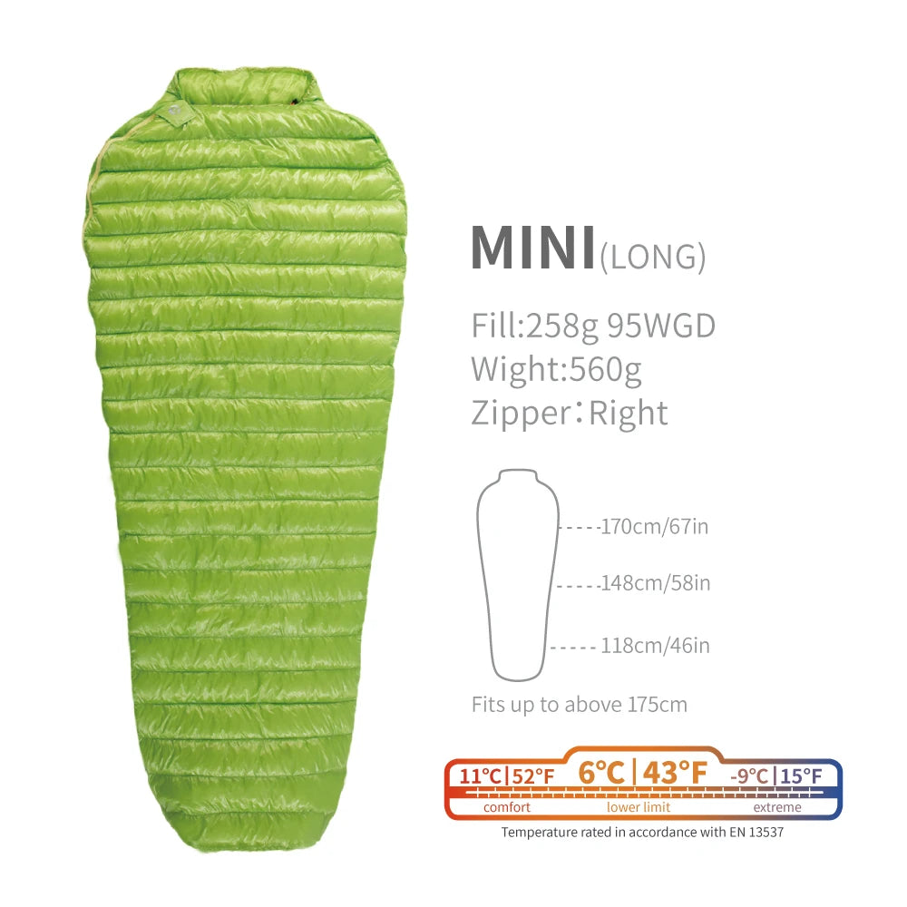 AEGISMAX MINI 800FP Goose Down Sleeping Bag Ultralight Outdoor Camping Hiking Sleeping Bag for Backpacking