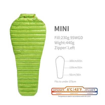 AEGISMAX MINI 800FP Goose Down Sleeping Bag Ultralight Outdoor Camping Hiking Sleeping Bag for Backpacking