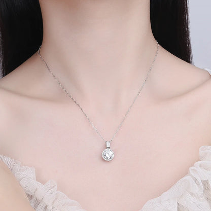 Knobspin 925 Sterling Silver Necklace For Women Real Moissanite Diamonds Pendant With GRA Certificate Neck Chain Fine Jewelry