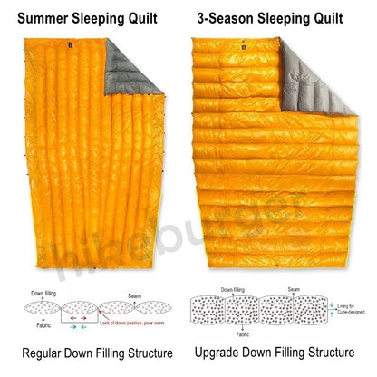 Ice Flame 800FP Quilt Ultralight Envelope Duck Sleeping Bag Mat Underquilt For Hammock Backpacking Camping Hiking