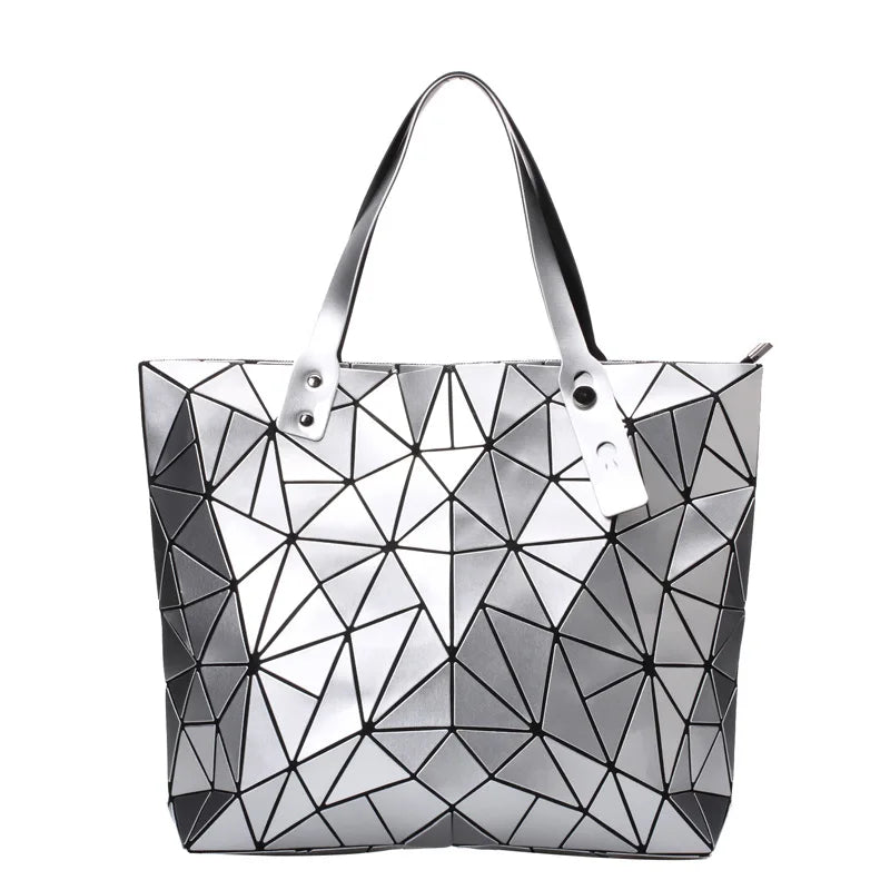 New Silver Handbags Bags For Women 2026 Summer Large Tote Bag Ladies Geometric Messenger Shoulder Bag Beach Luxury Designer