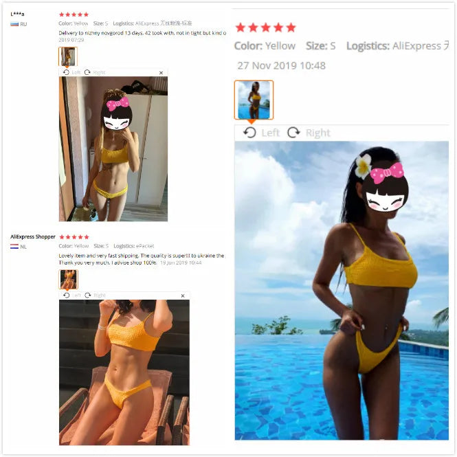 New Hot Sale Sexy Women Push-up Padded Bra Bikini Set Pleated Swimsuit Swimwear Swimming Beach Bathing Costume Bikini Set